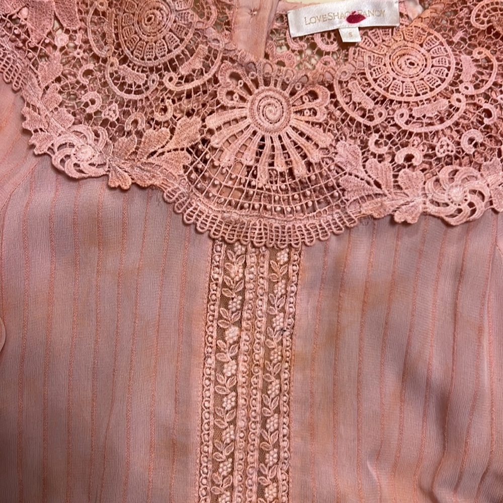 LoveShackFancy Dusty Rose Lace Blouse | Romantic Boho Peplum Top fits 2-4 Small - Picture 6 of 6